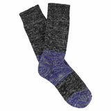 Women's off-black and bright blue colour-block melange socks by Escuyer, combed cotton, made in Portugal