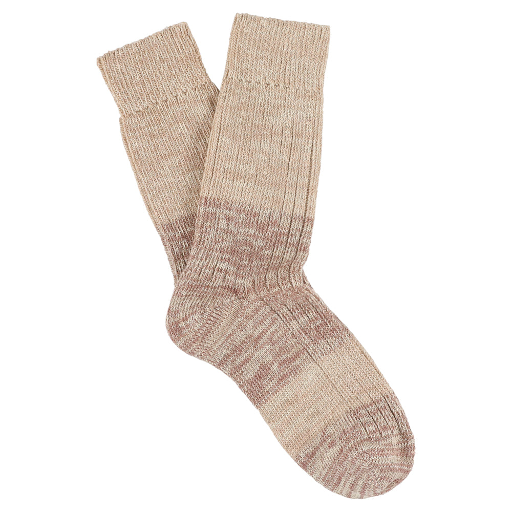 Women's pink colour-block melange socks by Escuyer, combed cotton, made in Portugal