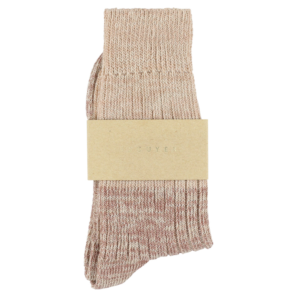 Escuyer women's pink colour-blocked crew socks, made in Portugal