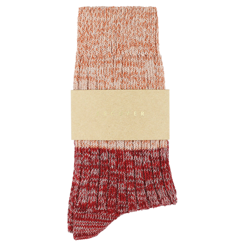 Escuyer women's pink and red colour-blocked crew socks, made in Portugal