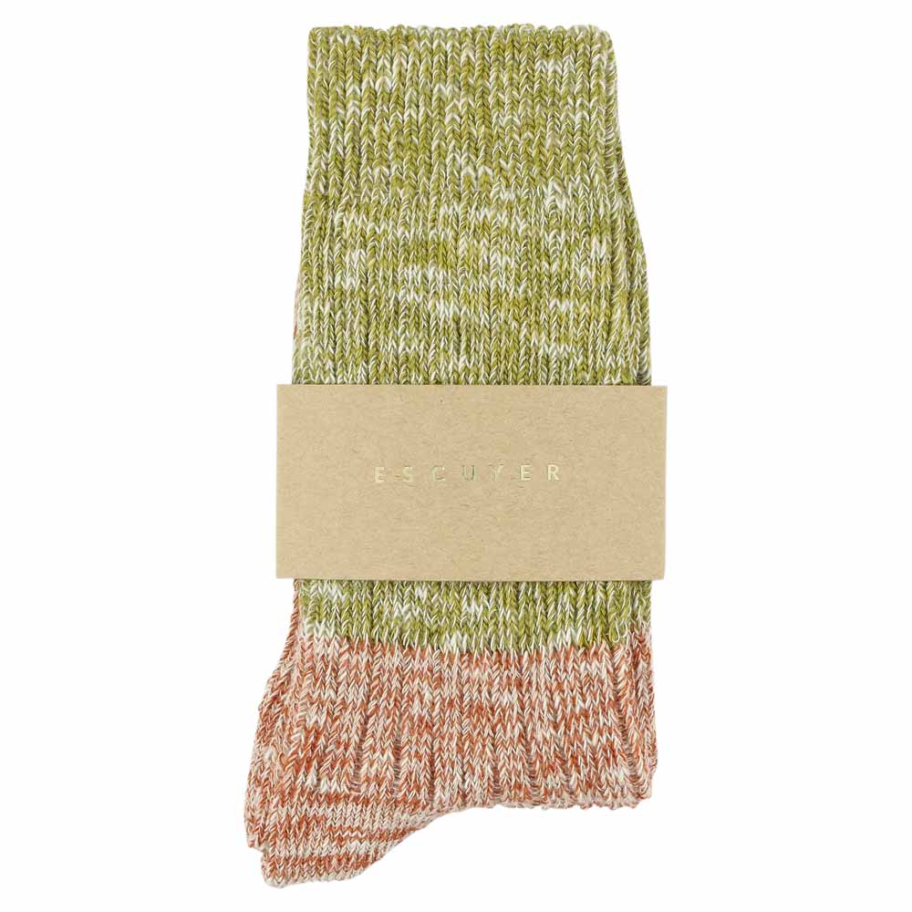 Escuyer women's yellow and pink colour-blocked crew socks, made in Portugal