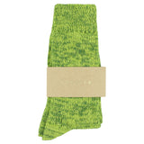 Escuyer women's fluo green melange socks, crew length, made in Portugal