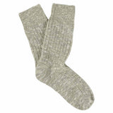 Women's light grey melange crew socks by Escuyer, slub-knit combed cotton, made in Portugal