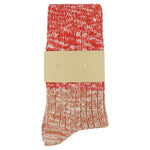 Escuyer women's orange and pink colour-blocked crew socks, made in Portugal