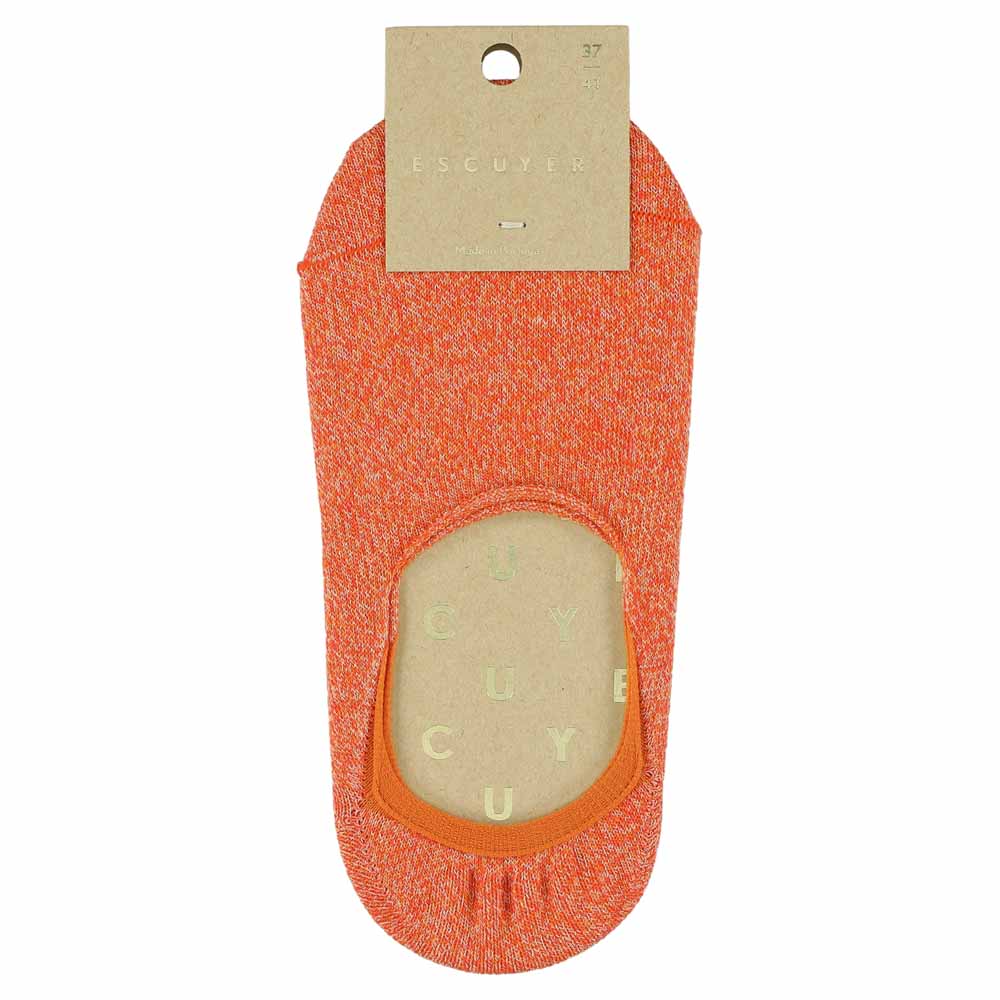 Orange women's no-show invisible cotton socks by Escuyer