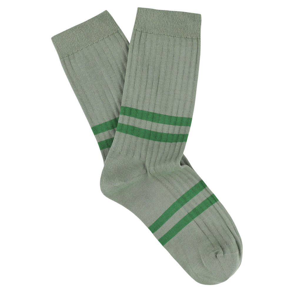 Women's Striped Socks Agave & Green — Italian Cotton, Made in Portugal — Escuyer