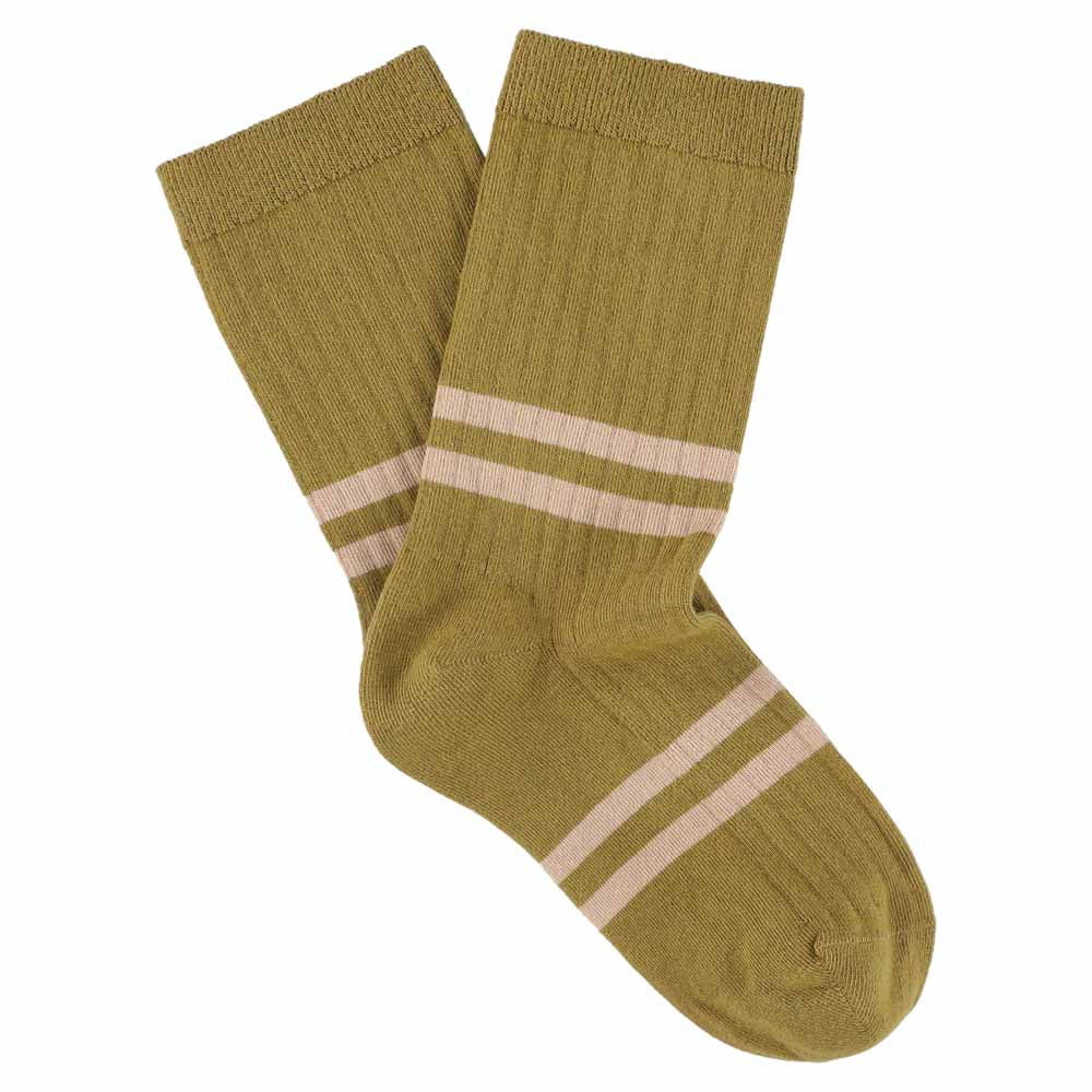 Women's Striped Socks Bronze & Pink — Italian Cotton, Made in Portugal — Escuyer