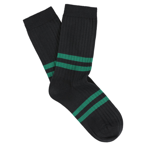 Men Stripes socks - Off Black / Green - Escuyer