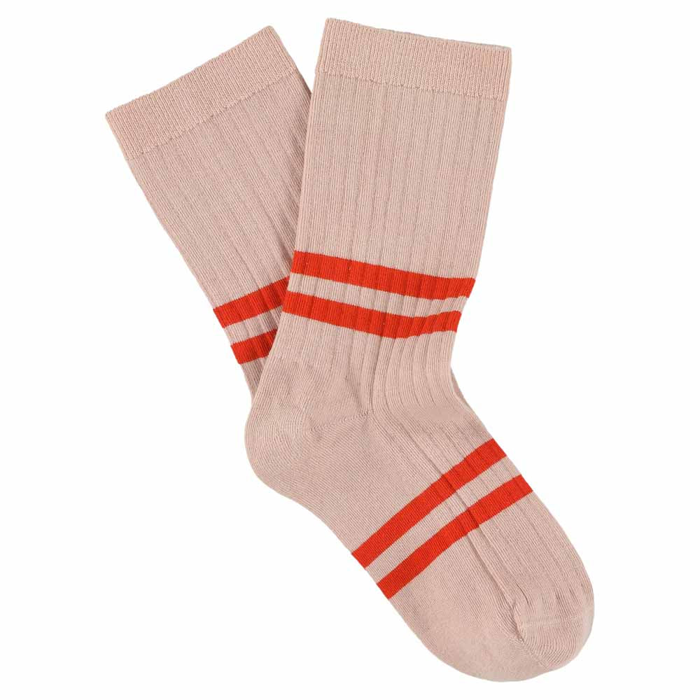 Women's Striped Socks Pink & Orange — Italian Cotton, Made in Portugal — Escuyer