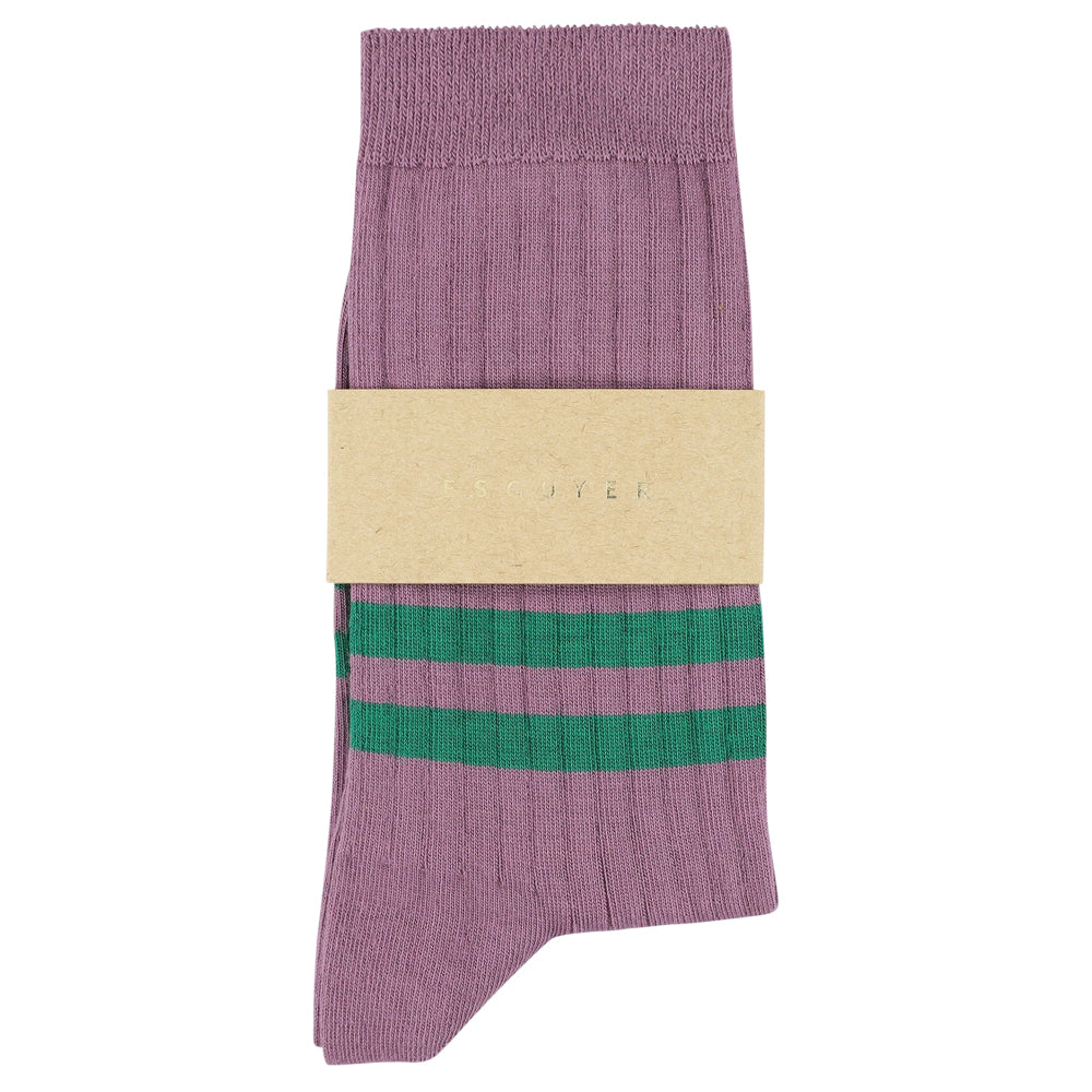 Women Stripes socks - Purple / Green made of cotton in Portugal