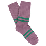 Women's Striped Socks Purple & Green — Italian Cotton, Made in Portugal — Escuyer