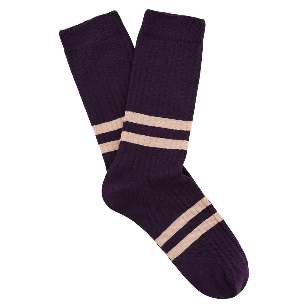 Women's Striped Socks Purple & Pink — Italian Cotton, Made in Portugal — Escuyer
