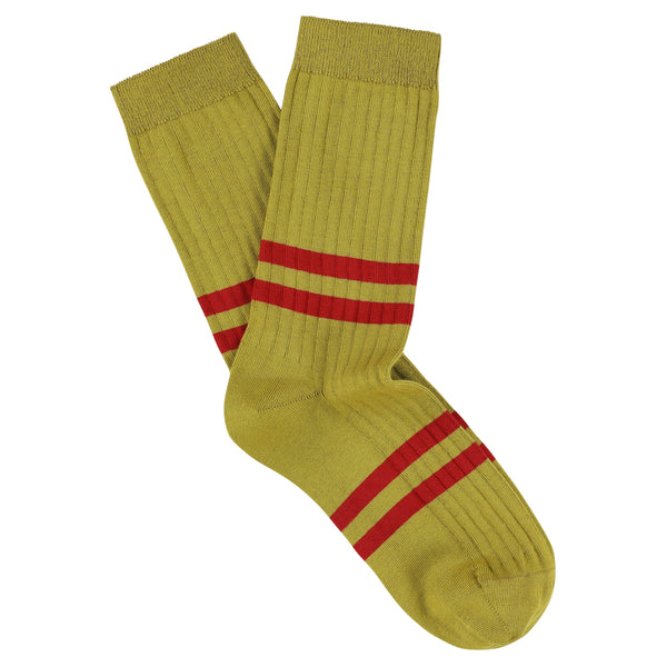 Women Stripes socks - Sand / Red made of cotton in Portugal