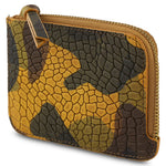 Escuyer crocodile camouflage zip wallet — croc-embossed hand-dyed Italian veg-tan leather, front view