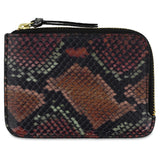Escuyer snake print leather zip wallet — snake scale emboss on Italian veg-tanned leather, front view