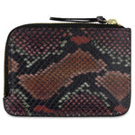 Escuyer snake print zip wallet showing embossed snake scale texture and zip closure