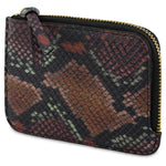 Escuyer snake print zip wallet open — interior card sleeve and cash compartment