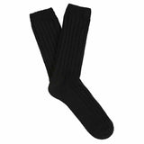 Escuyer men's cashmere crew socks in Black — mid-calf crew cut, premium cashmere and virgin wool blend, handmade in Portugal
