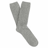 Escuyer men's cashmere crew socks in Light Grey — mid-calf crew cut, premium cashmere and virgin wool blend, handmade in Portugal