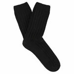 Escuyer women's cashmere crew socks in Black — mid-calf crew cut, premium cashmere and virgin wool blend, handmade in Portugal