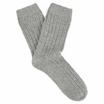 Escuyer women's cashmere crew socks in Light Grey — mid-calf crew cut, premium cashmere and virgin wool blend, handmade in Portugal