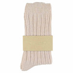 Close-up of Escuyer Pink women's cashmere crew socks — 10% cashmere, 38% virgin wool, GRS certified recycled polyamide