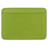 Slim clorofilla leather cardholder by Escuyer, showing hand painted edges and card slots