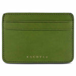 Escuyer jungle green leather cardholder — handmade vegetable tanned leather card case, front view