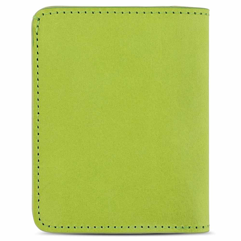 Escuyer clorofilla slim wallet showing slim profile and hand painted edges