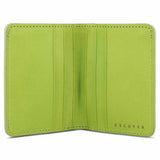 Escuyer clorofilla slim wallet open — 6 card slots in natural leather interior