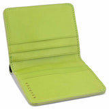 Escuyer clorofilla slim wallet showing bill sleeve in natural leather interior