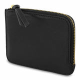 Escuyer black leather zip wallet — Italian veg-tanned leather, closed front view