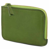 Escuyer jungle green zip wallet open — interior card sleeve and cash compartment