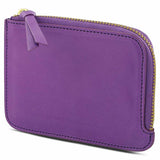Escuyer violet zip wallet open — interior card sleeve and cash compartment
