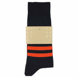 Men's Striped Socks Blue & Orange — Italian Cotton, Made in Portugal — Escuyer
