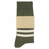 Men's Striped Socks Khaki & Ecru — Italian Cotton, Made in Portugal — Escuyer