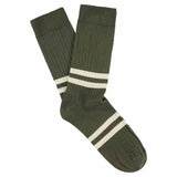 Men's Striped Socks Khaki & Ecru — Italian Cotton, Made in Portugal — Escuyer