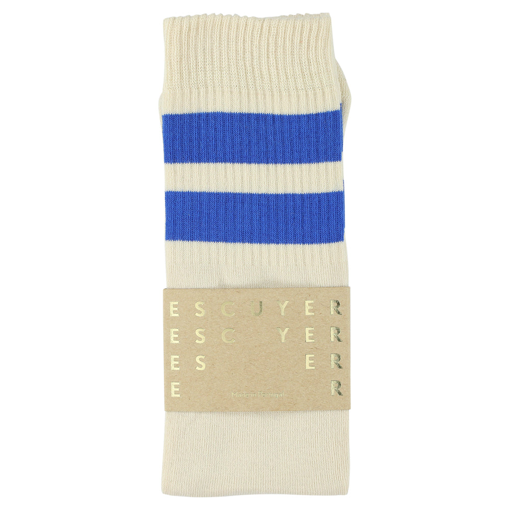 Unisex Tube Socks - Ecru / Bright Blue – Escuyer