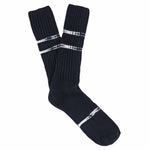 One-of-a-kind men's indigo dyed crew socks, hand-dyed, made in Portugal by Escuyer