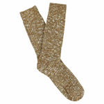 Brown melange crew socks by Escuyer, slub-knit combed cotton