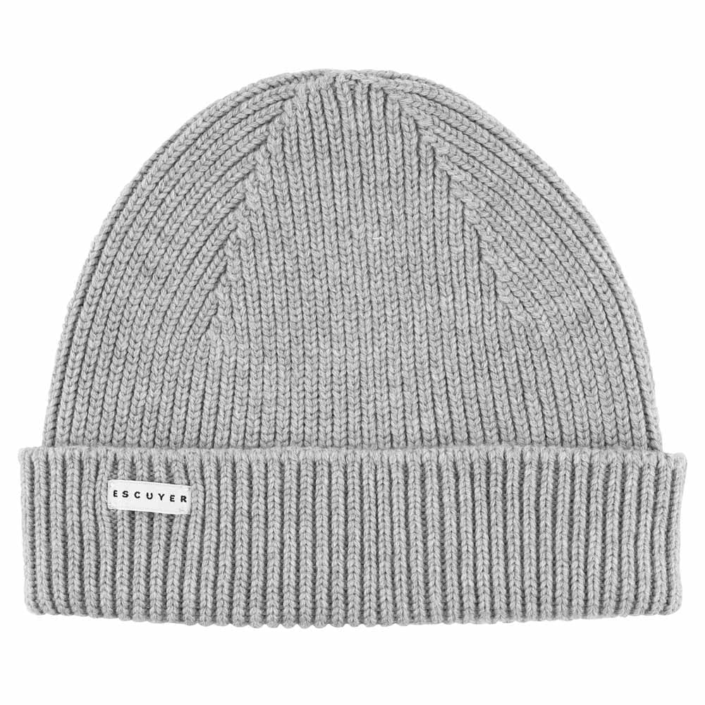 Light grey ribbed merino wool beanie by Escuyer