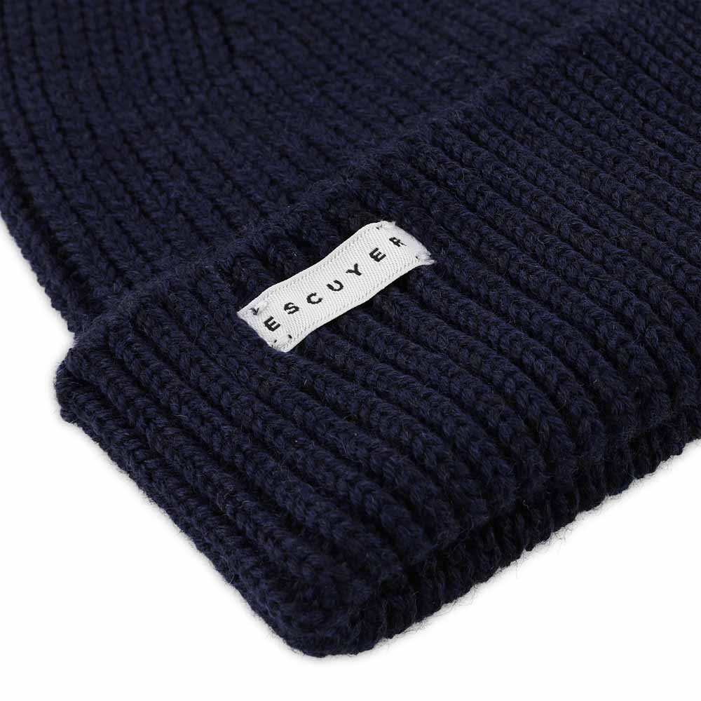 Ribbed Merino Beanie / Navy - Escuyer