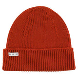 Orange ribbed merino wool beanie by Escuyer