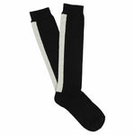 Women's black and ecru knee high socks by Escuyer, made in Portugal