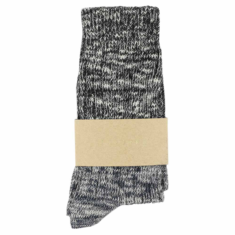 Escuyer women's black and blue colour-blocked crew socks, made in Portugal