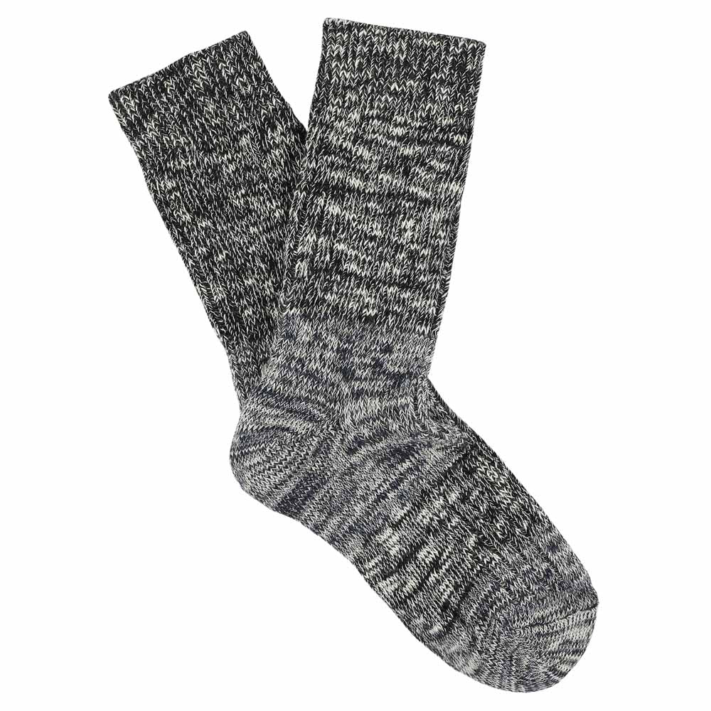 Women's black and blue colour-block melange socks by Escuyer, combed cotton, made in Portugal