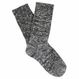 Women's black and blue colour-block melange socks by Escuyer, combed cotton, made in Portugal