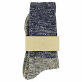 Escuyer women's blue and ecru colour-blocked crew socks, made in Portugal