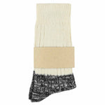 Escuyer women's ecru and black colour-blocked crew socks, made in Portugal
