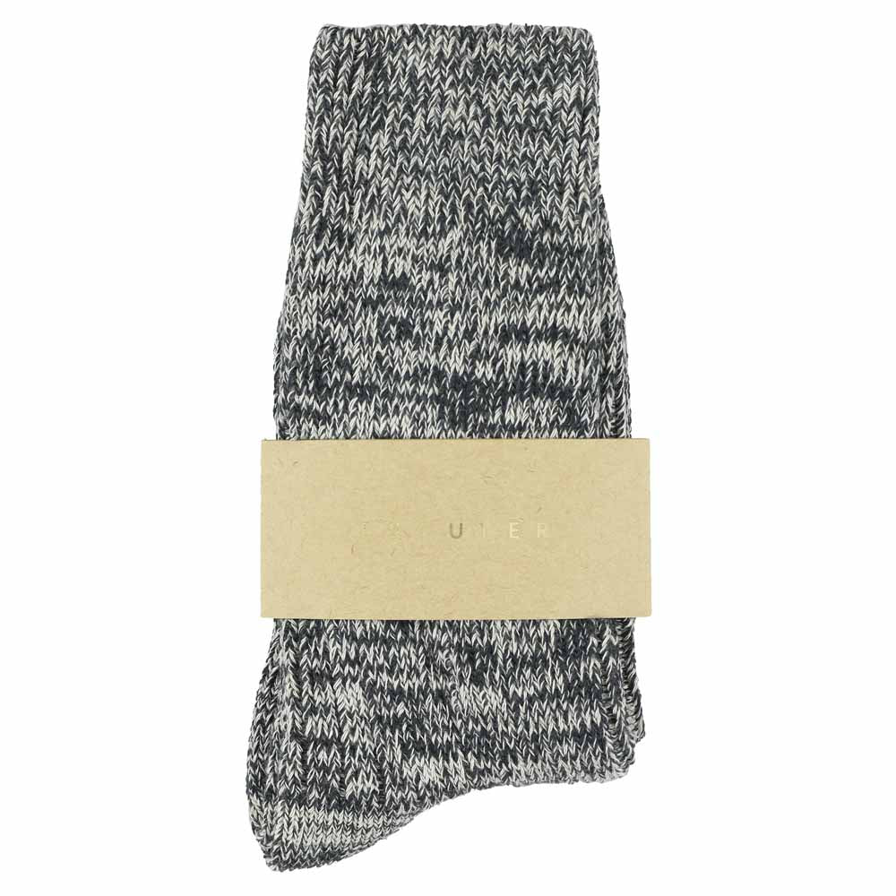 Escuyer women's flamé blue melange socks, crew length, made in Portugal